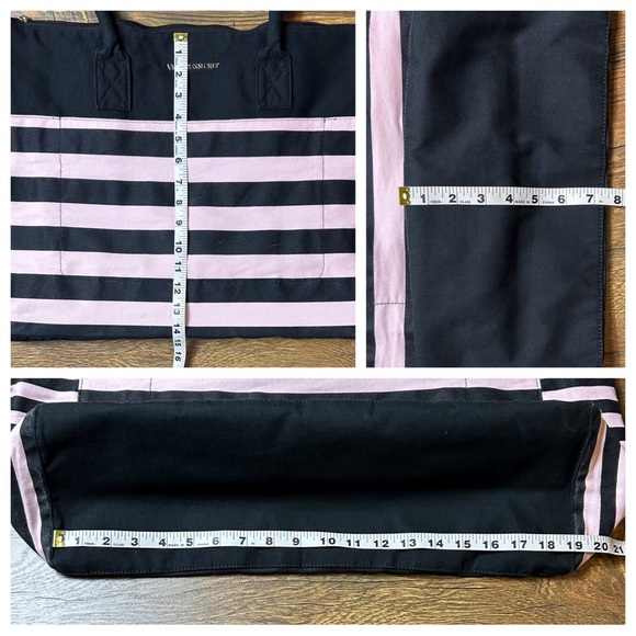 Victoria’s Secret Signature Stripe Weekender Duffle & Pouch - Picture 9 of 12